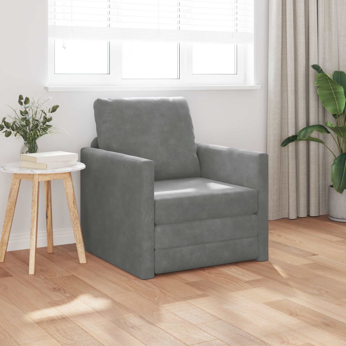 vidaXL Κρεβάτι καναπές Σκούρο Γκρι 74 x 77 x 81 εκ. Βελούδο