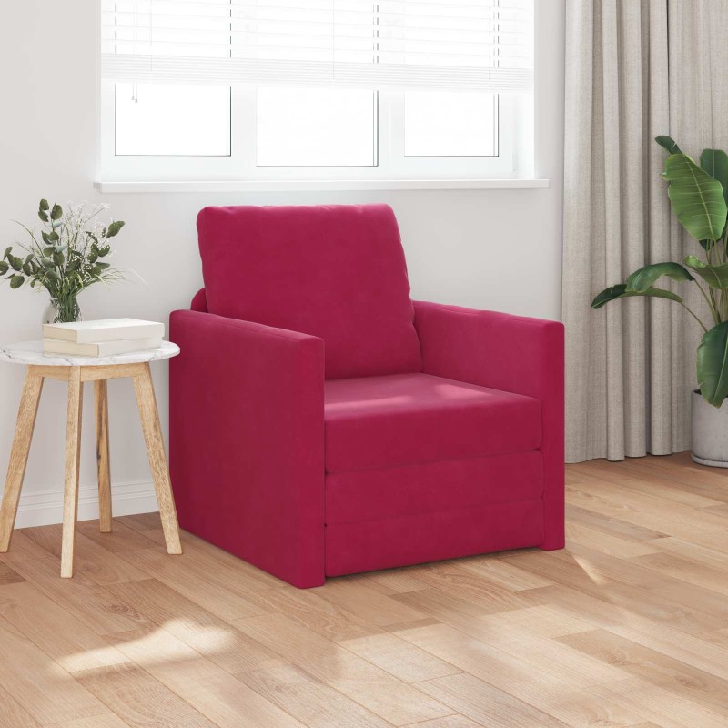 vidaXL Κρεβάτι καναπές Κόκκινο 74 x 77 x 81 εκ. Βελούδο