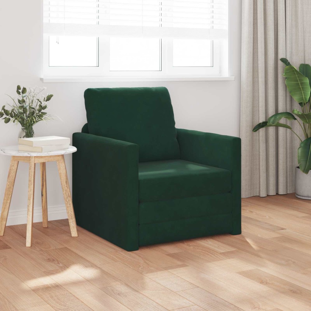vidaXL Κρεβάτι καναπές Σκούρο Πράσινο 74 x 77 x 81 εκ. Βελούδο
