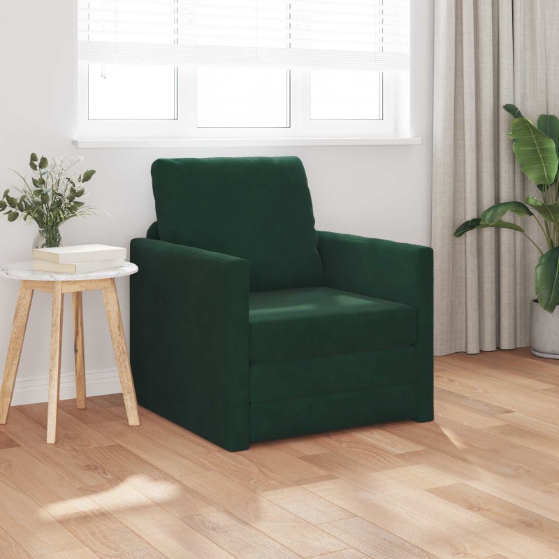 vidaXL Κρεβάτι καναπές Σκούρο Πράσινο 74 x 77 x 81 εκ. Βελούδο