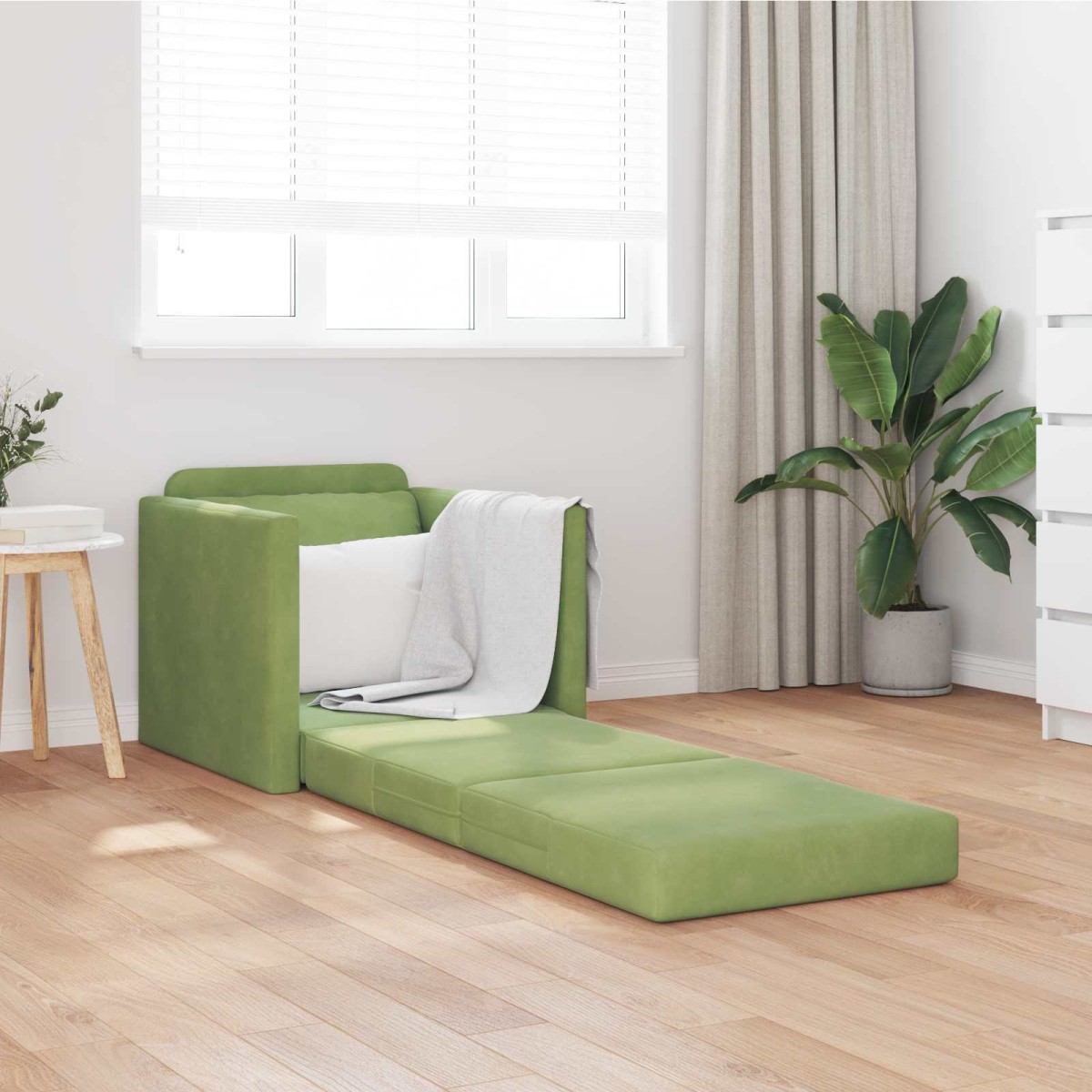 vidaXL Κρεβάτι καναπές Ανοιχτό Πράσινο 74 x 77 x 81 εκ. Βελούδο