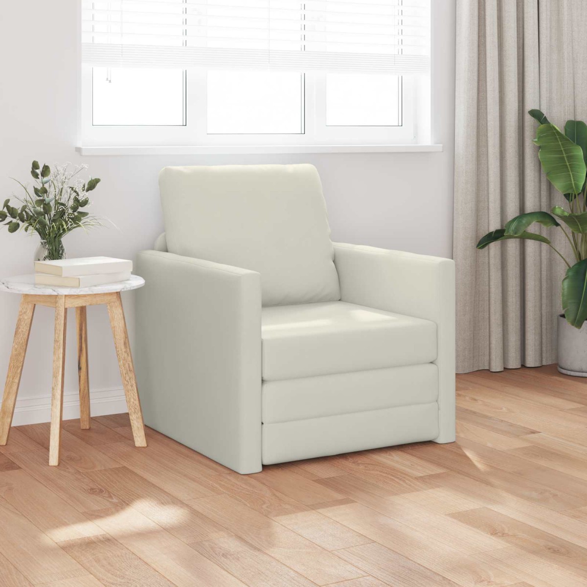 vidaXL Κρεβάτι καναπές Κρεμ 74 x 77 x 81 εκ. Βελούδο