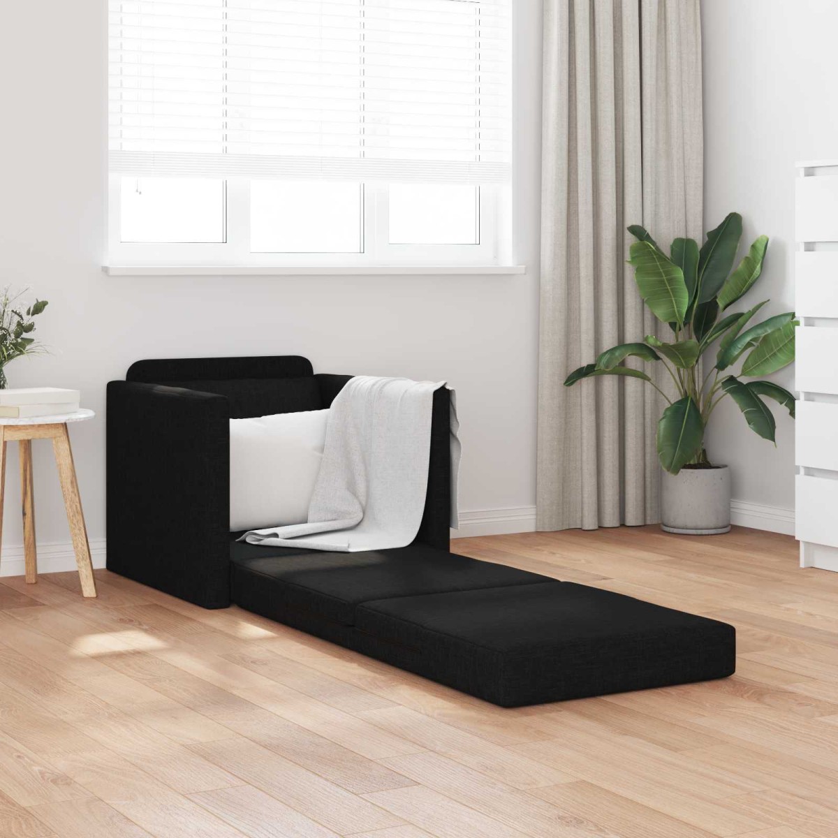 vidaXL Κρεβάτι καναπές Μαύρο 74 x 77 x 81 εκ. ύφασμα
