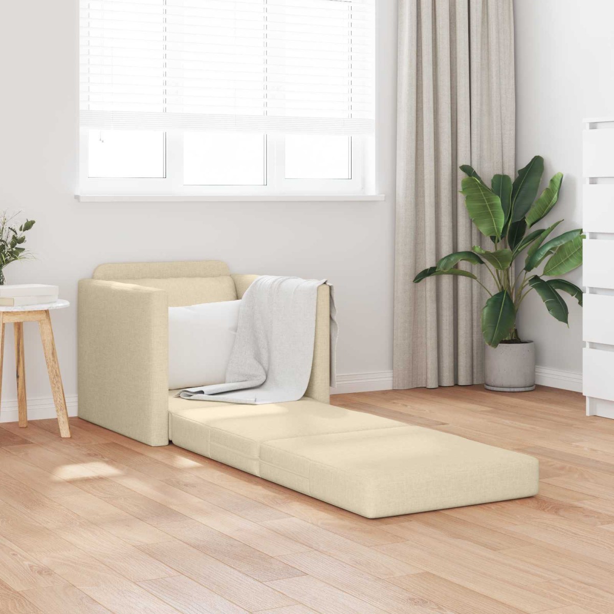 vidaXL Κρεβάτι καναπές Κρεμ 74 x 77 x 81 εκ. ύφασμα