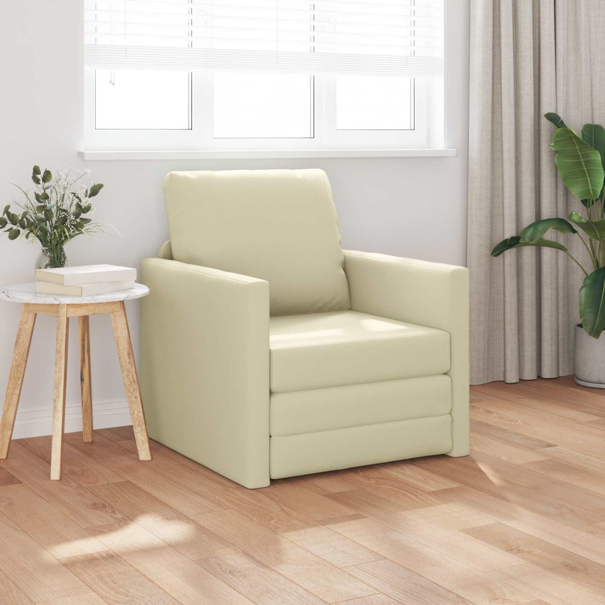 vidaXL Κρεβάτι καναπές Κρεμ 74 x 77 x 81 εκ. Δερματίνη