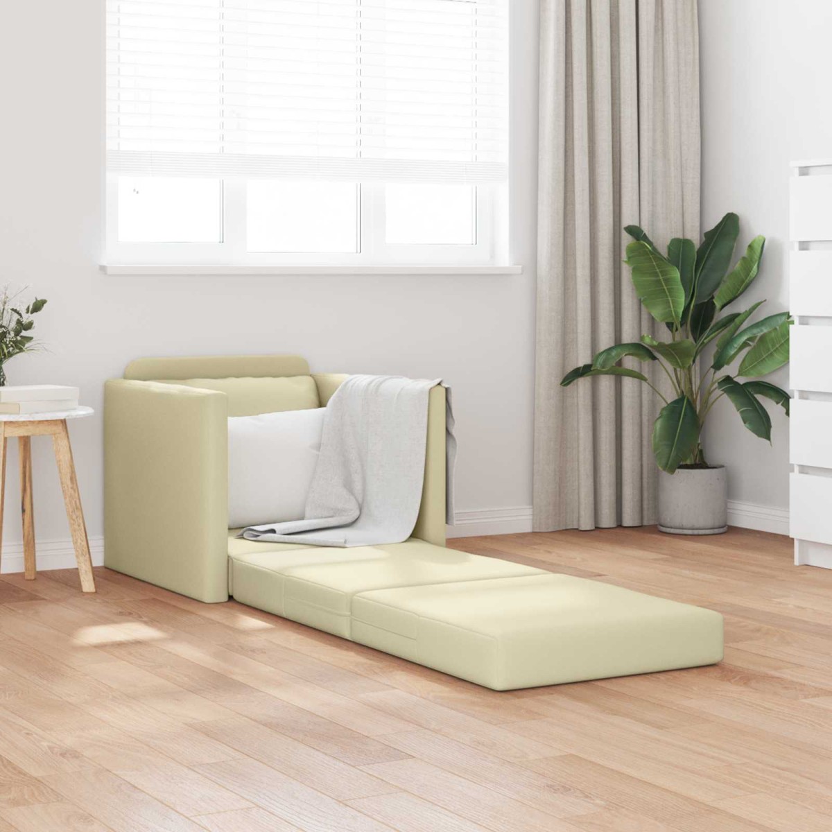 vidaXL Κρεβάτι καναπές Κρεμ 74 x 77 x 81 εκ. Δερματίνη