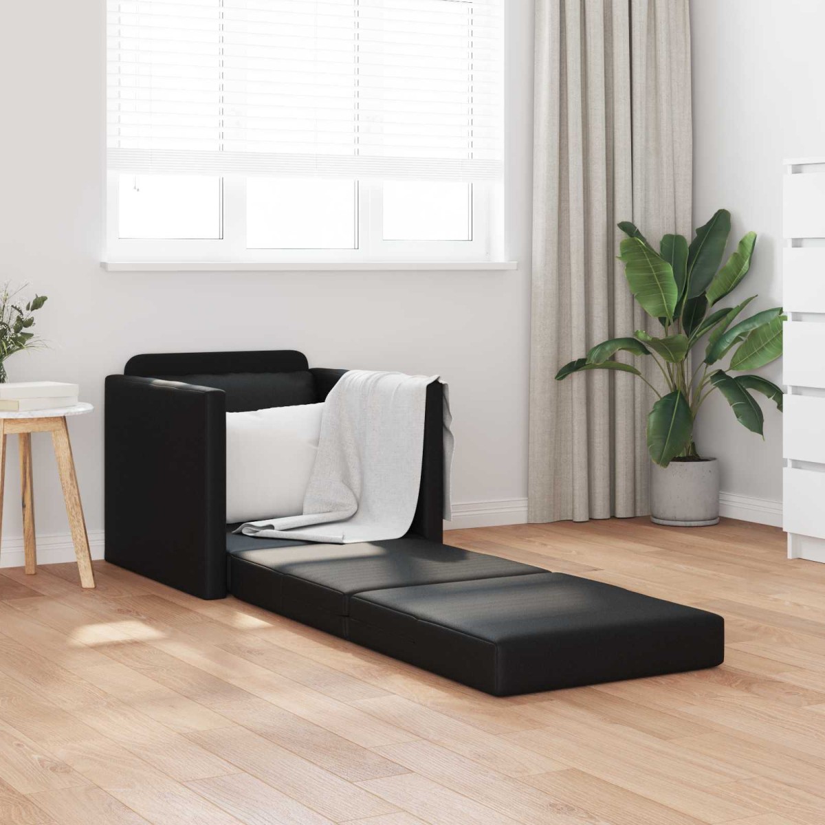 vidaXL Κρεβάτι καναπές Μαύρο 74 x 77 x 81 εκ. Δερματίνη
