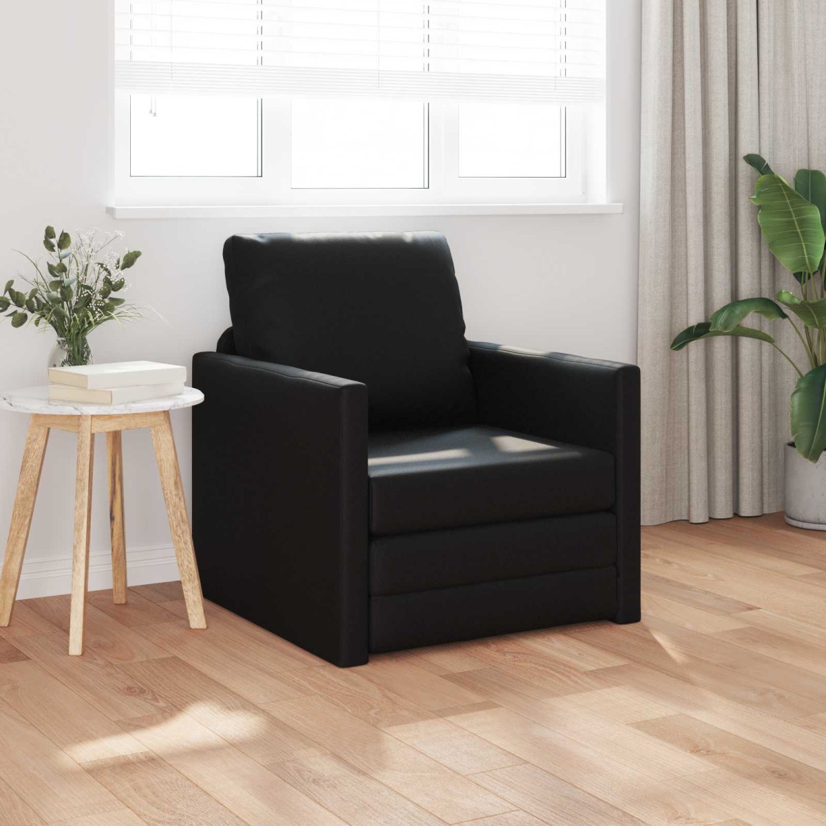 vidaXL Κρεβάτι καναπές Μαύρο 74 x 77 x 81 εκ. Δερματίνη