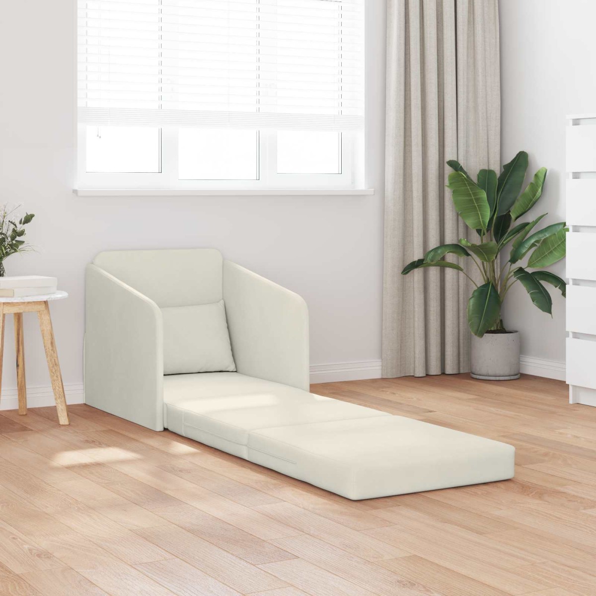 vidaXL Κρεβάτι καναπές Κρεμ 65 x 80 x 83 εκ. Βελούδο