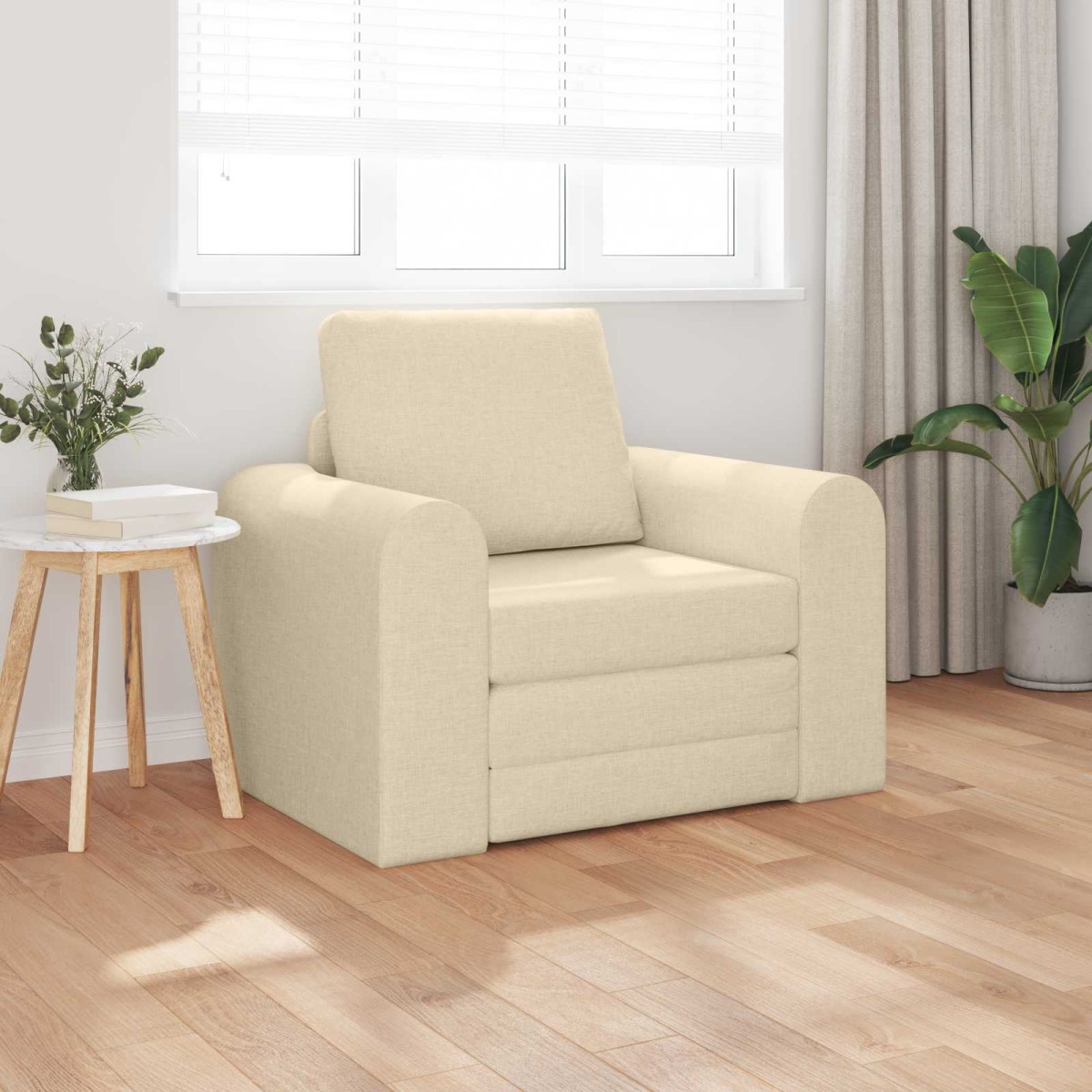 vidaXL Κρεβάτι καναπές Κρεμ 98 x 71 x 83 εκ. ύφασμα