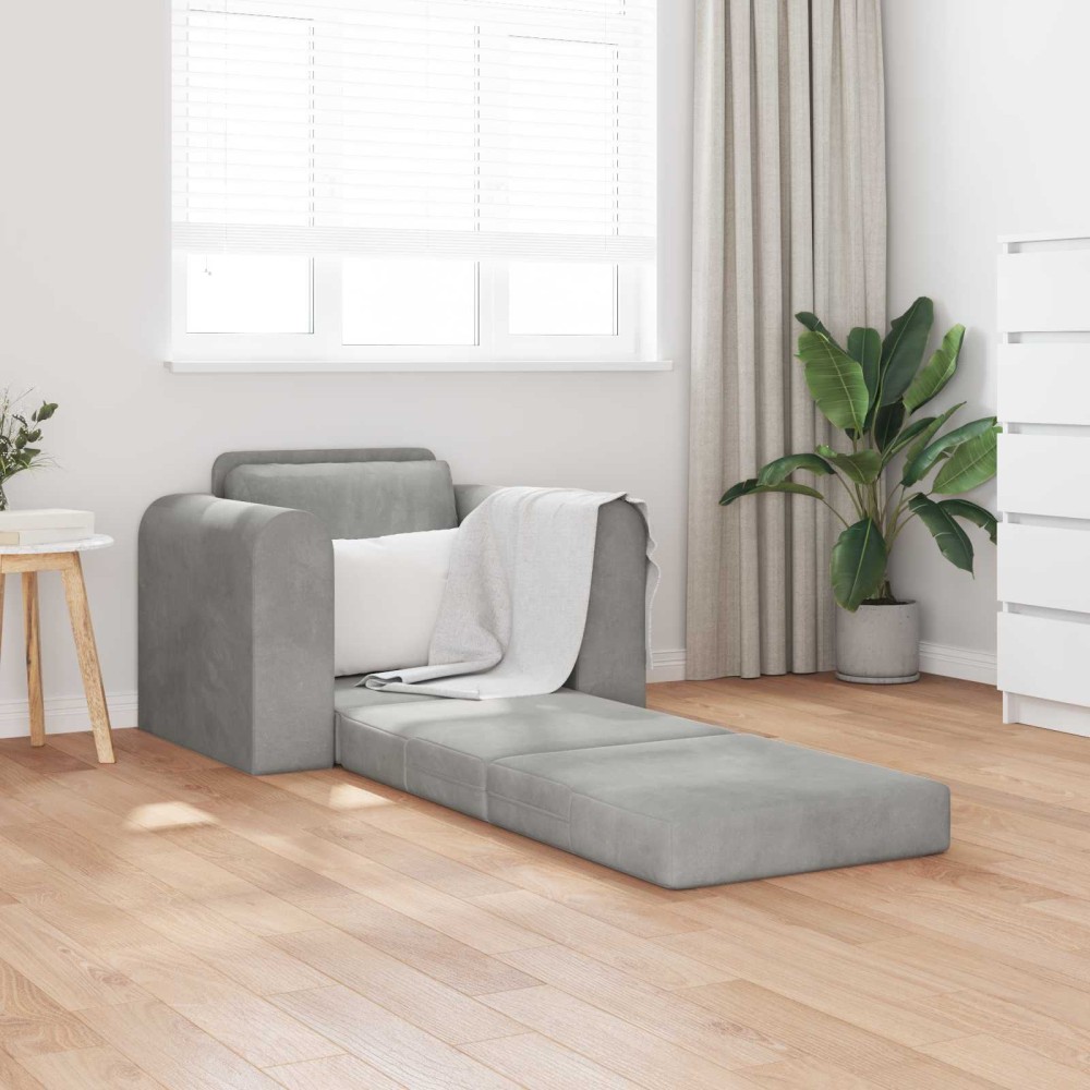 vidaXL Κρεβάτι καναπές Ανοιχτό γκρι 98 x 71 x 83 εκ. Βελούδο