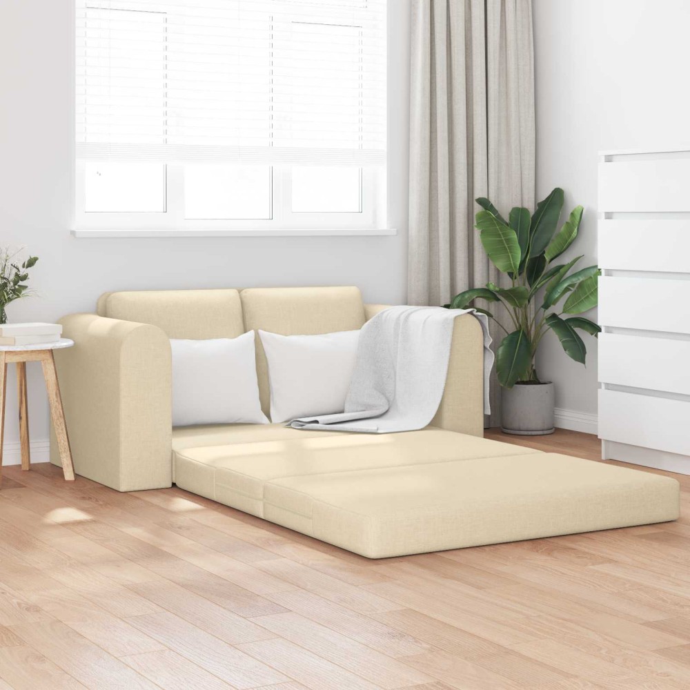 vidaXL Κρεβάτι καναπές Κρεμ 148 x 71 x 83 εκ. ύφασμα