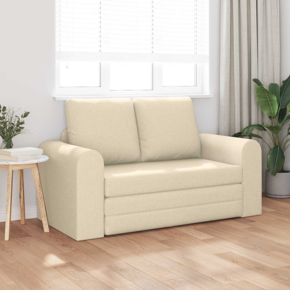 vidaXL Κρεβάτι καναπές Κρεμ 148 x 71 x 83 εκ. ύφασμα
