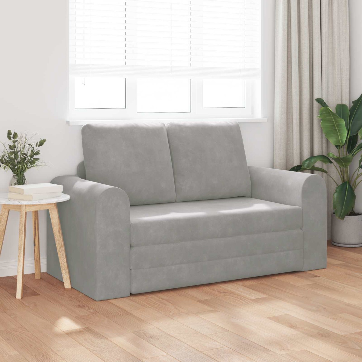 vidaXL Κρεβάτι καναπές Ανοιχτό γκρι 148 x 71 x 83 εκ. Βελούδο
