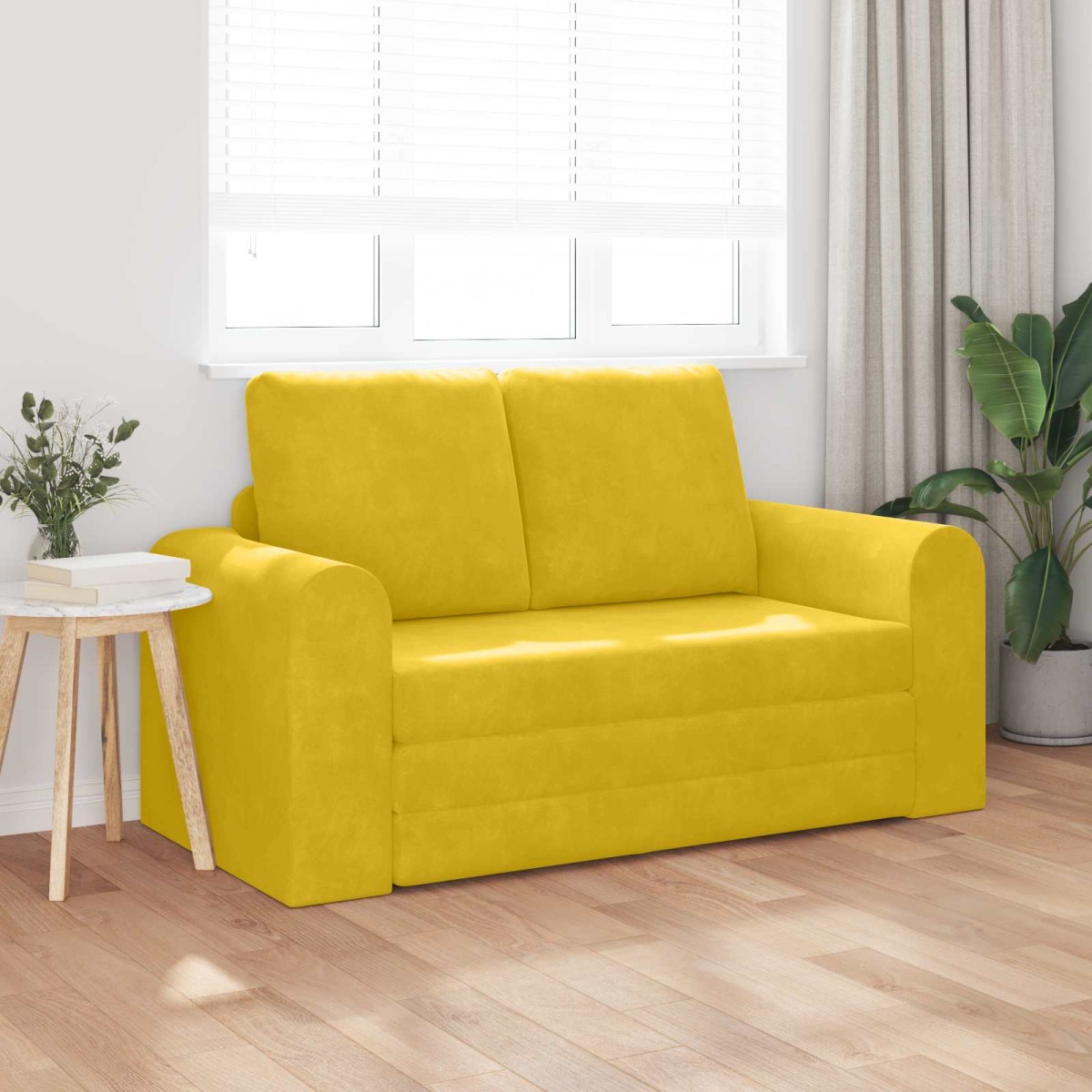 vidaXL Κρεβάτι καναπές Κίτρινο 148 x 71 x 83 εκ. Βελούδο