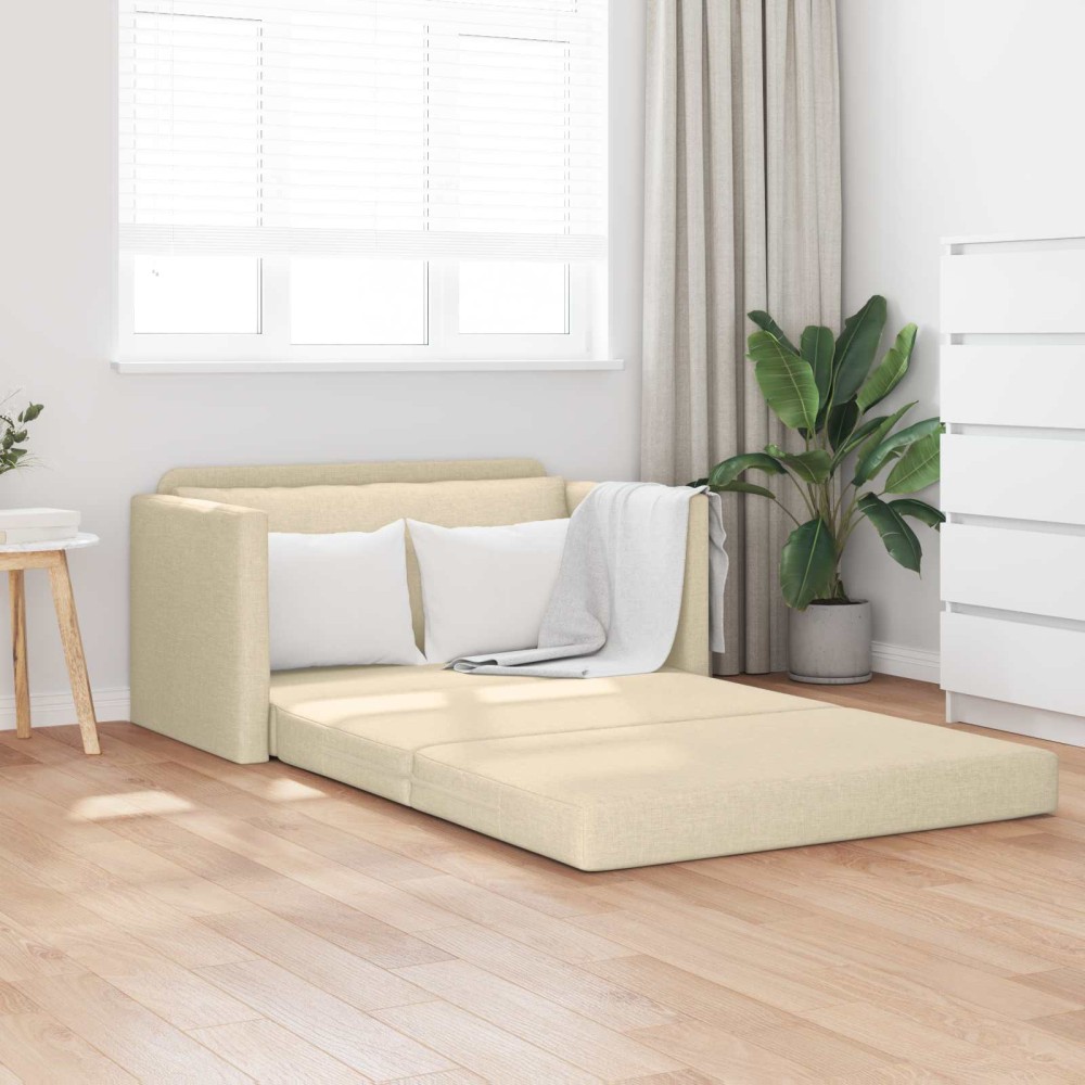 vidaXL Κρεβάτι καναπές Κρεμ 124 x 71 x 78 εκ ύφασμα