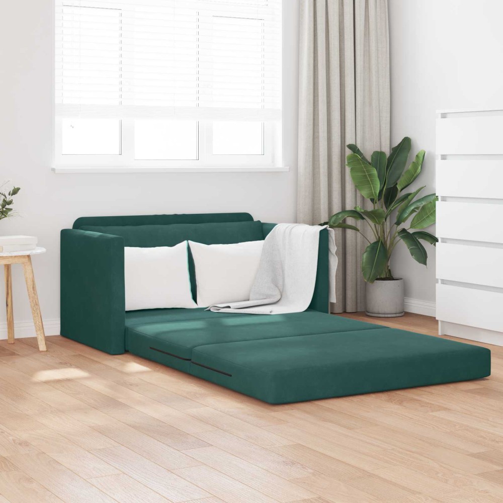 vidaXL Κρεβάτι καναπές Σκούρο Πράσινο 124 x 71 x 78 εκ Βελούδο