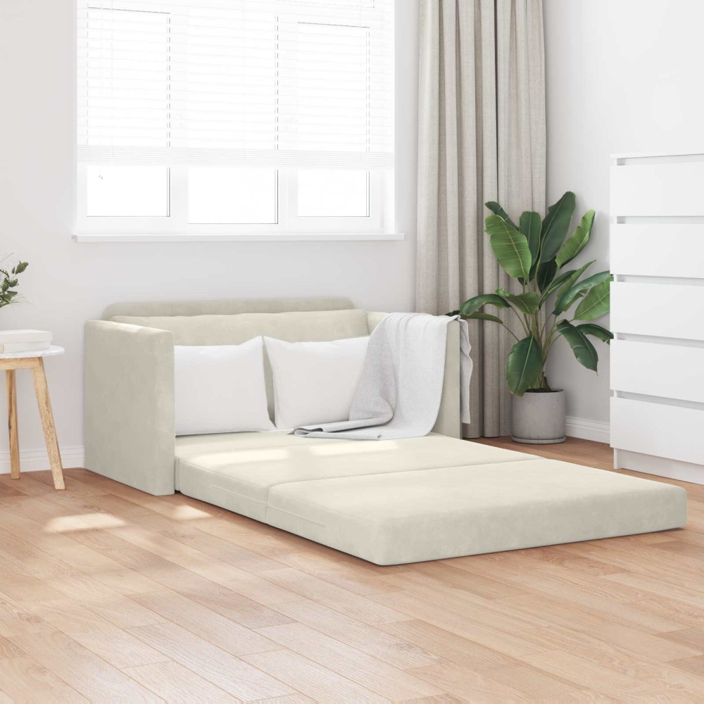 vidaXL Κρεβάτι καναπές Κρεμ 124 x 71 x 78 εκ Βελούδο