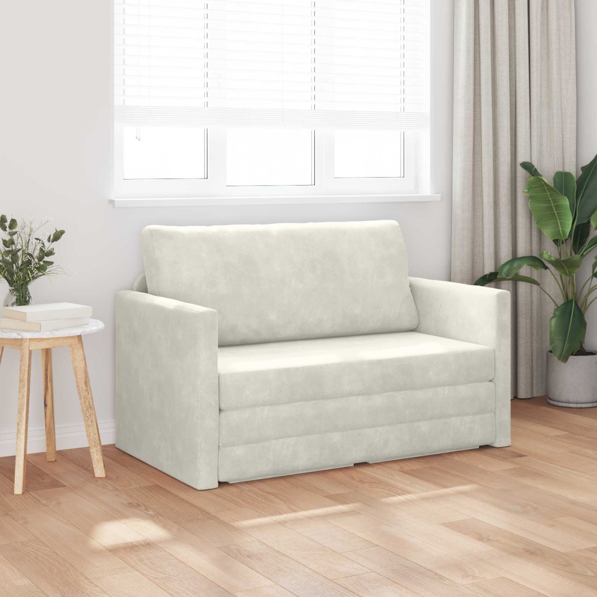 vidaXL Κρεβάτι καναπές Κρεμ 124 x 71 x 78 εκ Βελούδο