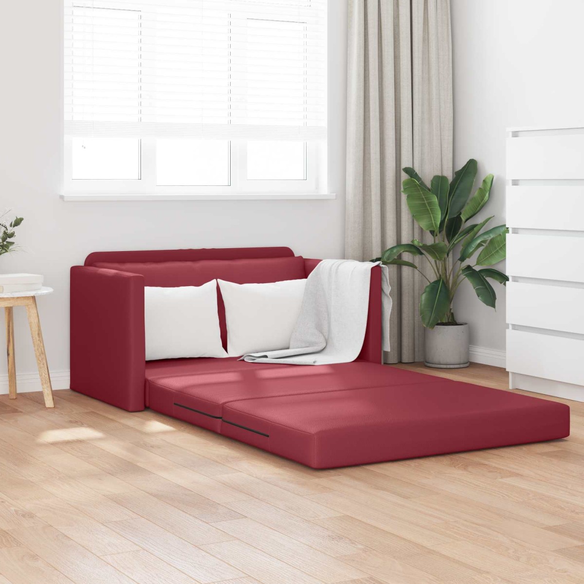vidaXL Κρεβάτι καναπές Κόκκινο 124 x 71 x 78 εκ Δερματίνη