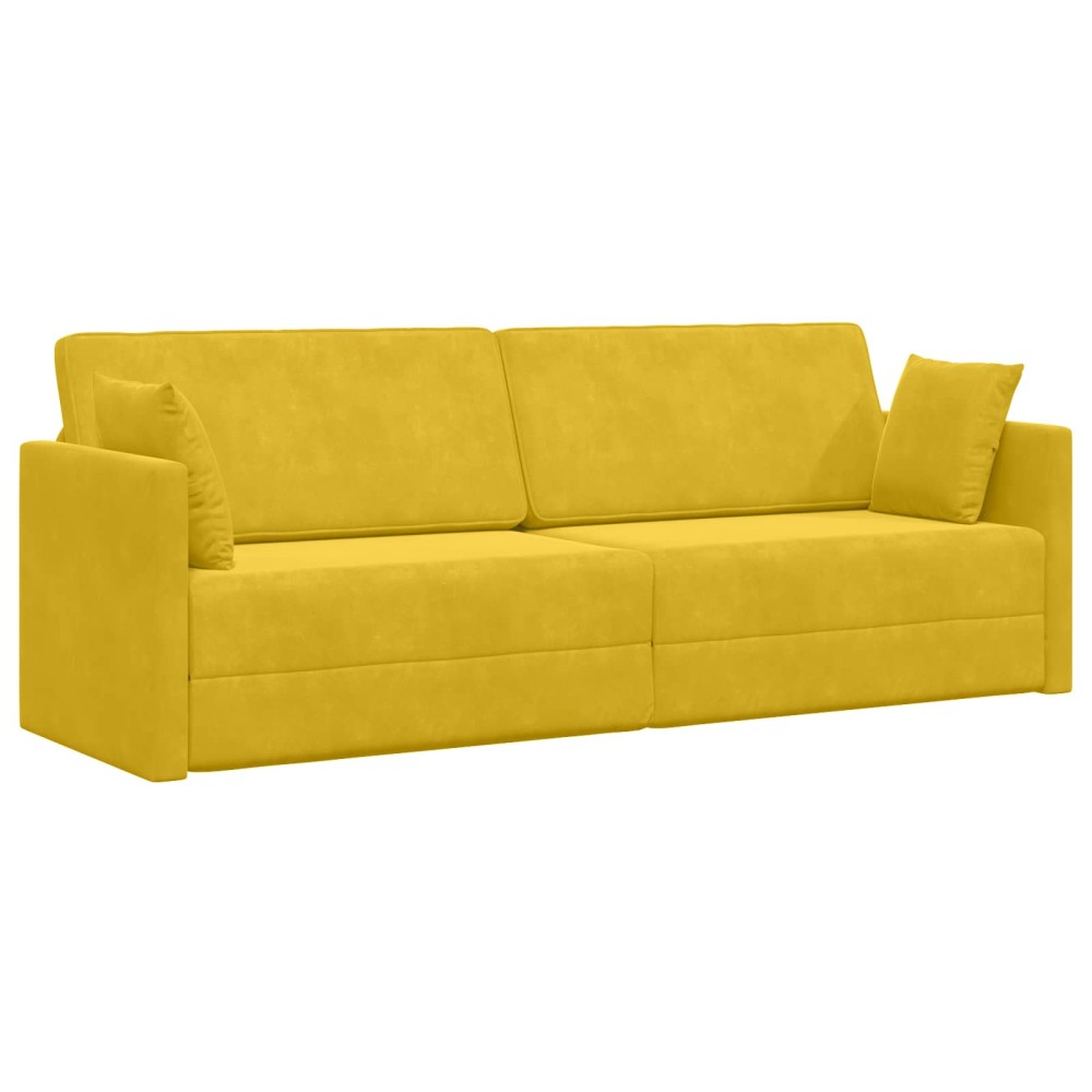 vidaXL Καναπές-κρεβάτι δαπέδου Κίτρινο 213 x 70 x 77 εκ Βελούδο