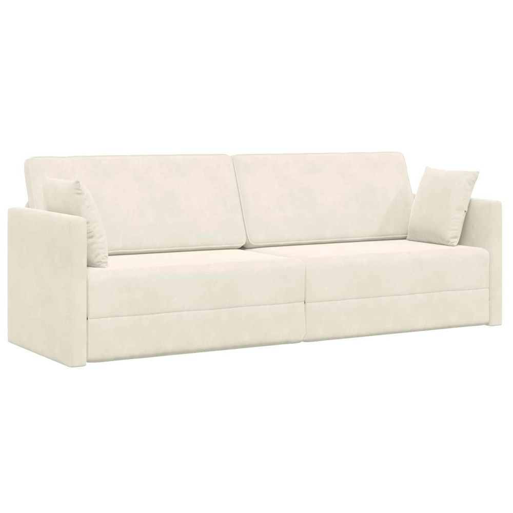 vidaXL Καναπές-κρεβάτι δαπέδου Κρεμ 213 x 70 x 77 εκ Βελούδο