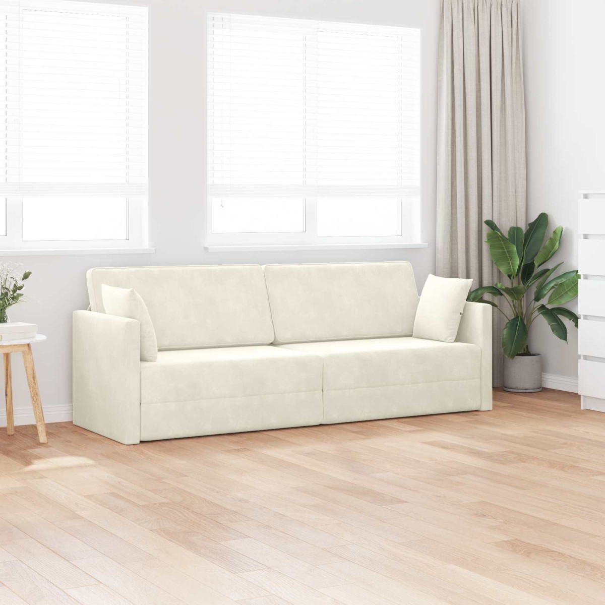 vidaXL Καναπές-κρεβάτι δαπέδου Κρεμ 213 x 70 x 77 εκ Βελούδο