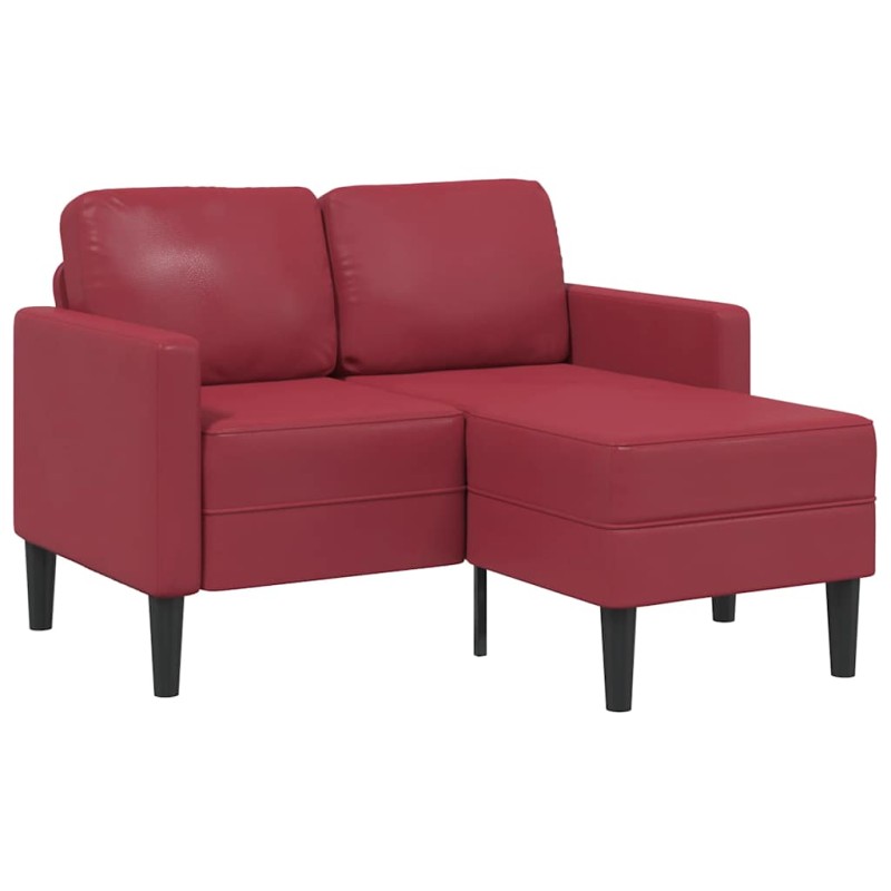 vidaXL Διθέσιος Καναπές με Σεζλόνγκ σε Σχήμα L, Κόκκινο του Κρασιού, 125 εκ. από Συνθετικό Δέρμα