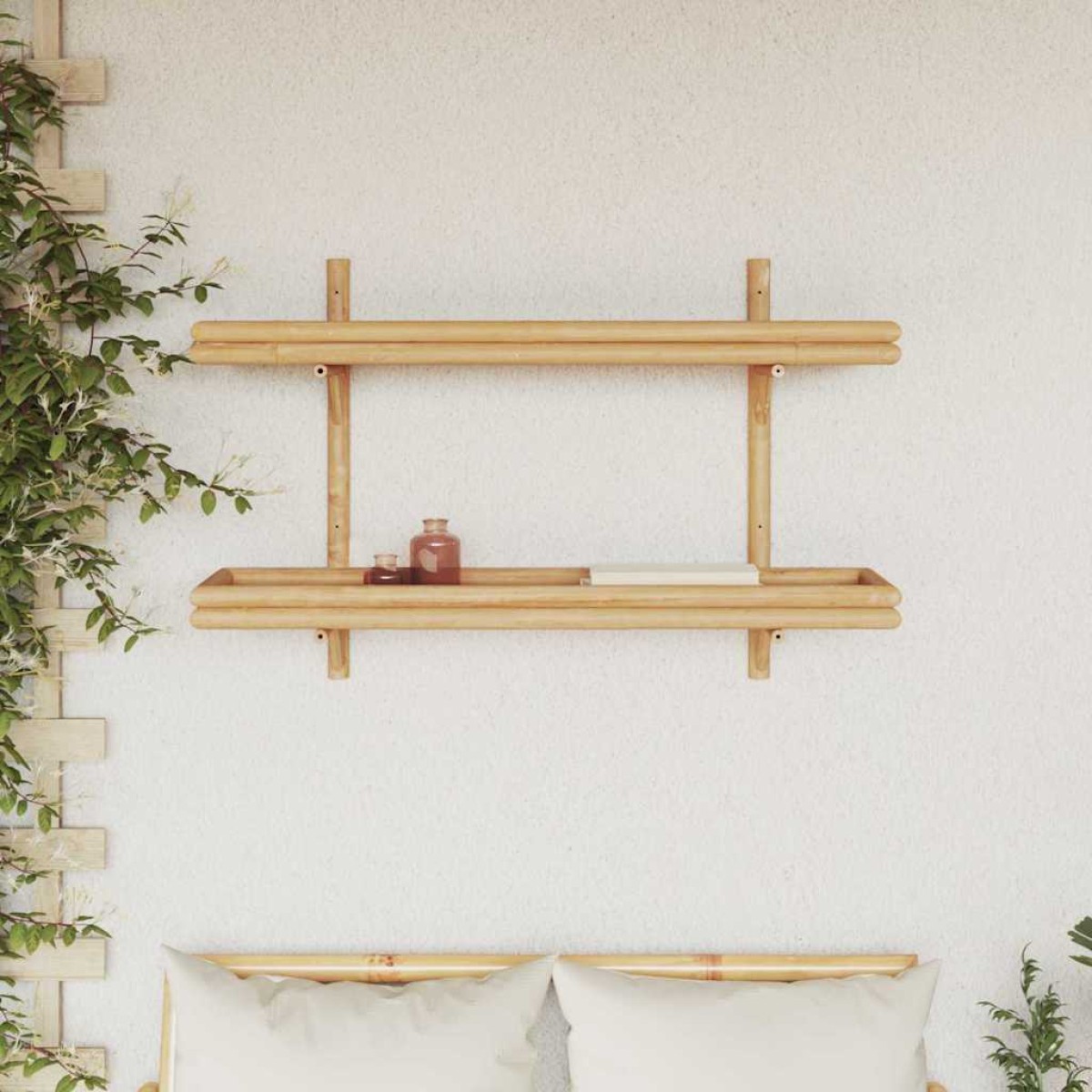 vidaXL Ράφι Τοίχου Επιτοίχιο Καφέ 100 x 26 x 60 εκ. Μπαμπού