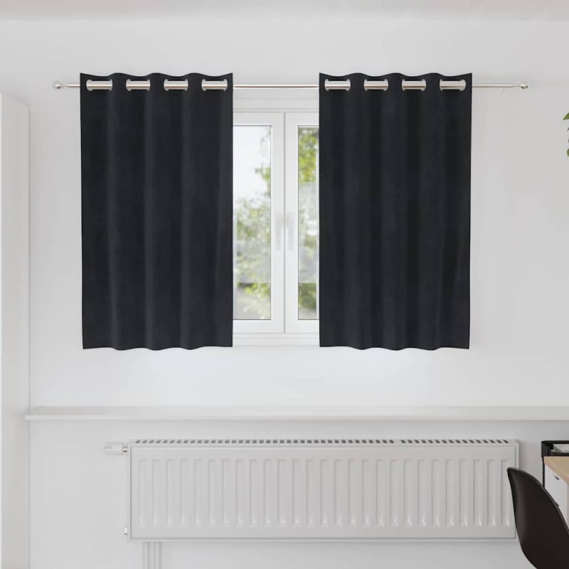vidaXL Κουρτίνες συσκότισης 2 τμχ. Μαύρο 140 x 140 cm Βελούδο