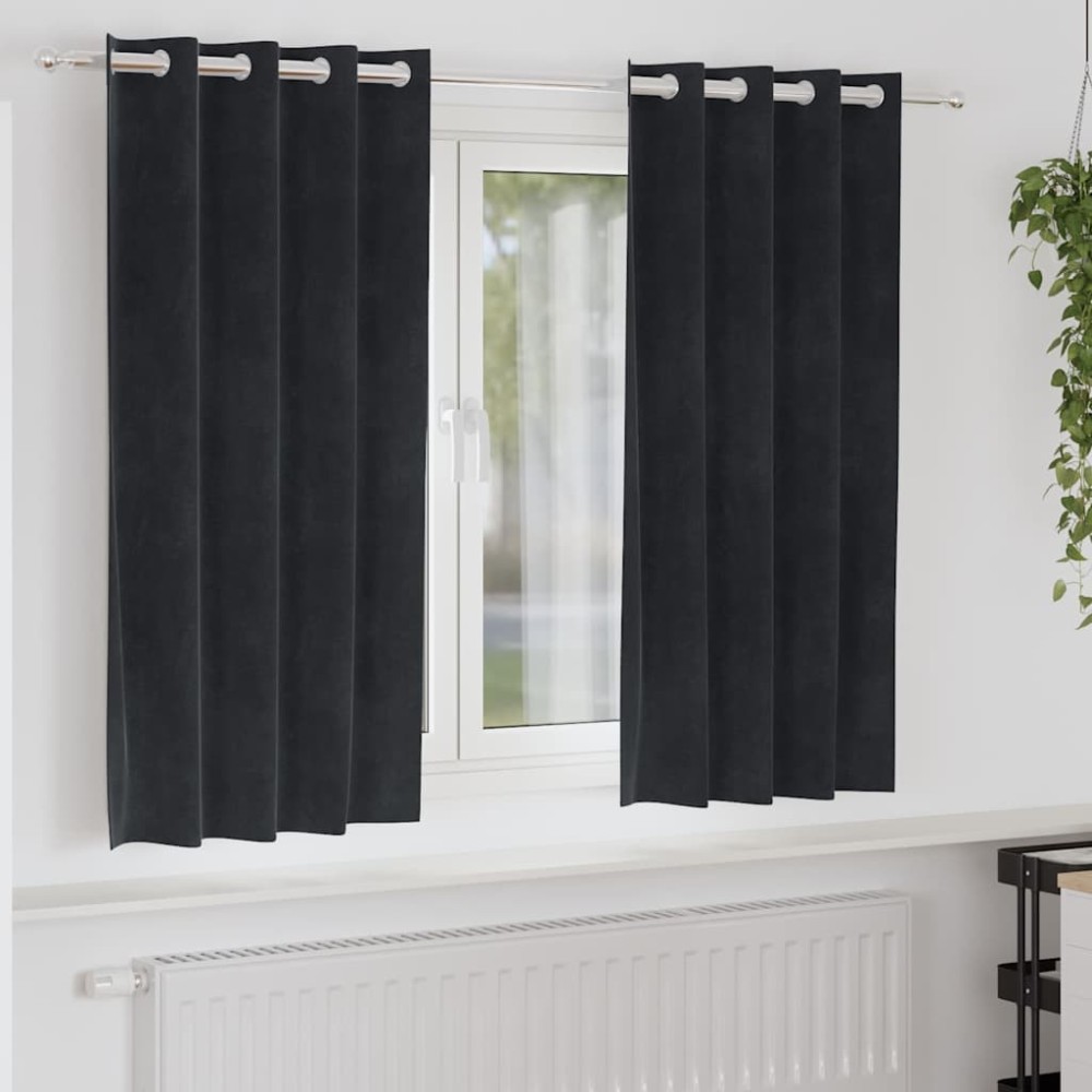 vidaXL Κουρτίνες συσκότισης 2 τμχ. Μαύρο 140 x 175 cm Βελούδο
