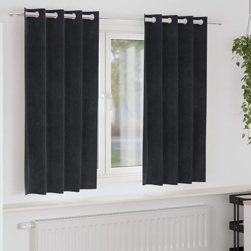 vidaXL Κουρτίνες συσκότισης 2 τμχ. Μαύρο 140 x 175 cm Βελούδο