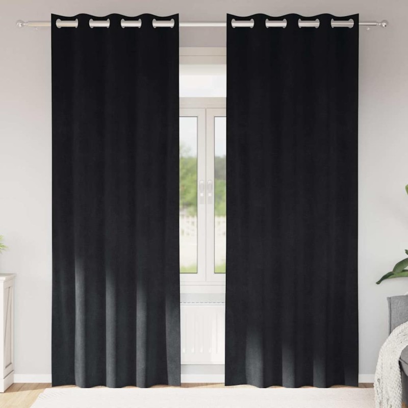 vidaXL Κουρτίνες συσκότισης 2 τμχ. Μαύρο 140 x 245 cm Βελούδο