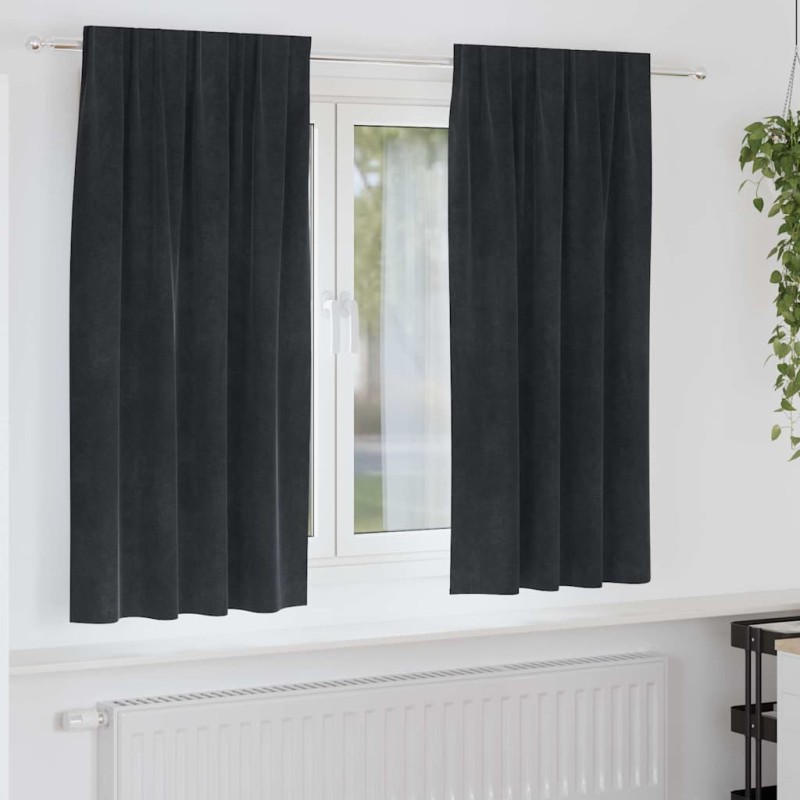 vidaXL Κουρτίνες συσκότισης 2 τμχ. Μαύρο 140 x 175 cm Βελούδο