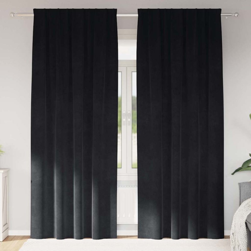 vidaXL Κουρτίνες συσκότισης 2 τμχ. Μαύρο 140 x 260 cm Βελούδο