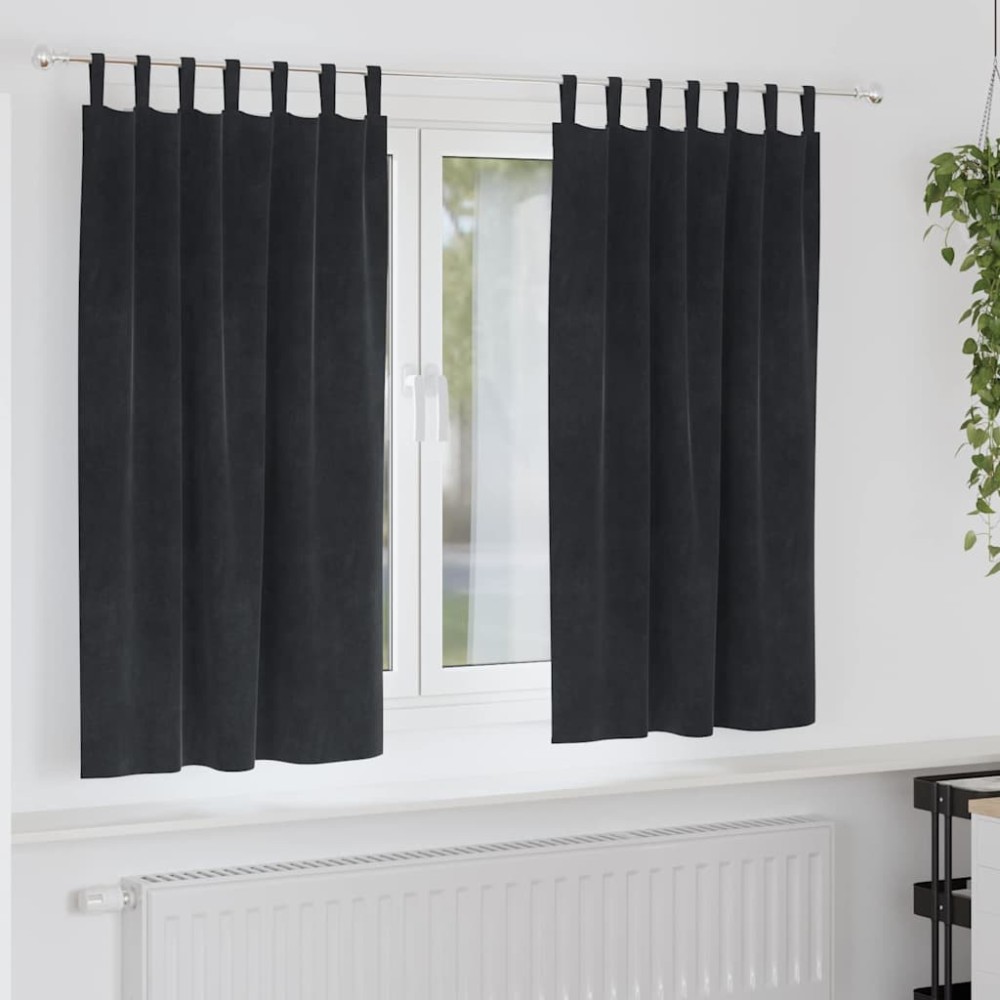 vidaXL Κουρτίνες συσκότισης 2 τμχ. Μαύρο 140 x 175 cm Βελούδο