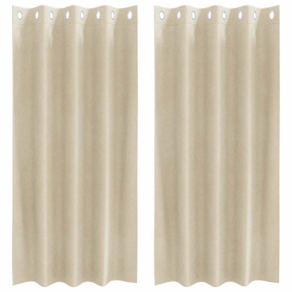 vidaXL Κουρτίνες συσκότισης 2 τμχ. Κρεμ 140 x 175 cm Βελούδο