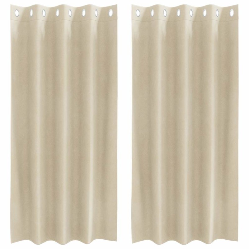 vidaXL Κουρτίνες συσκότισης 2 τμχ. Κρεμ 140 x 175 cm Βελούδο