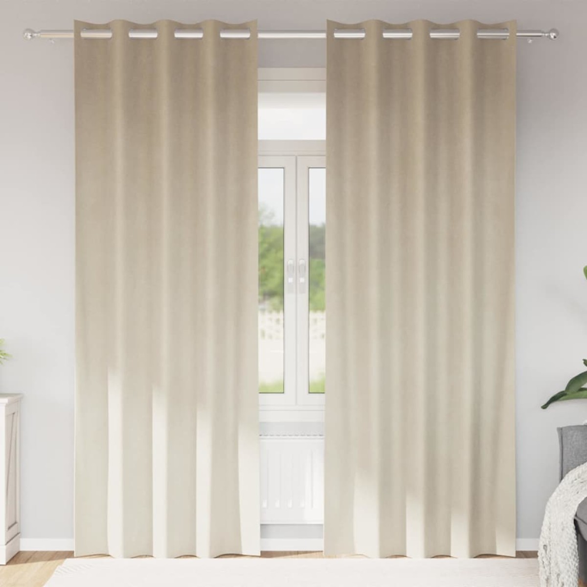 vidaXL Κουρτίνες συσκότισης 2 τμχ. Κρεμ 140 x 225 cm Βελούδο