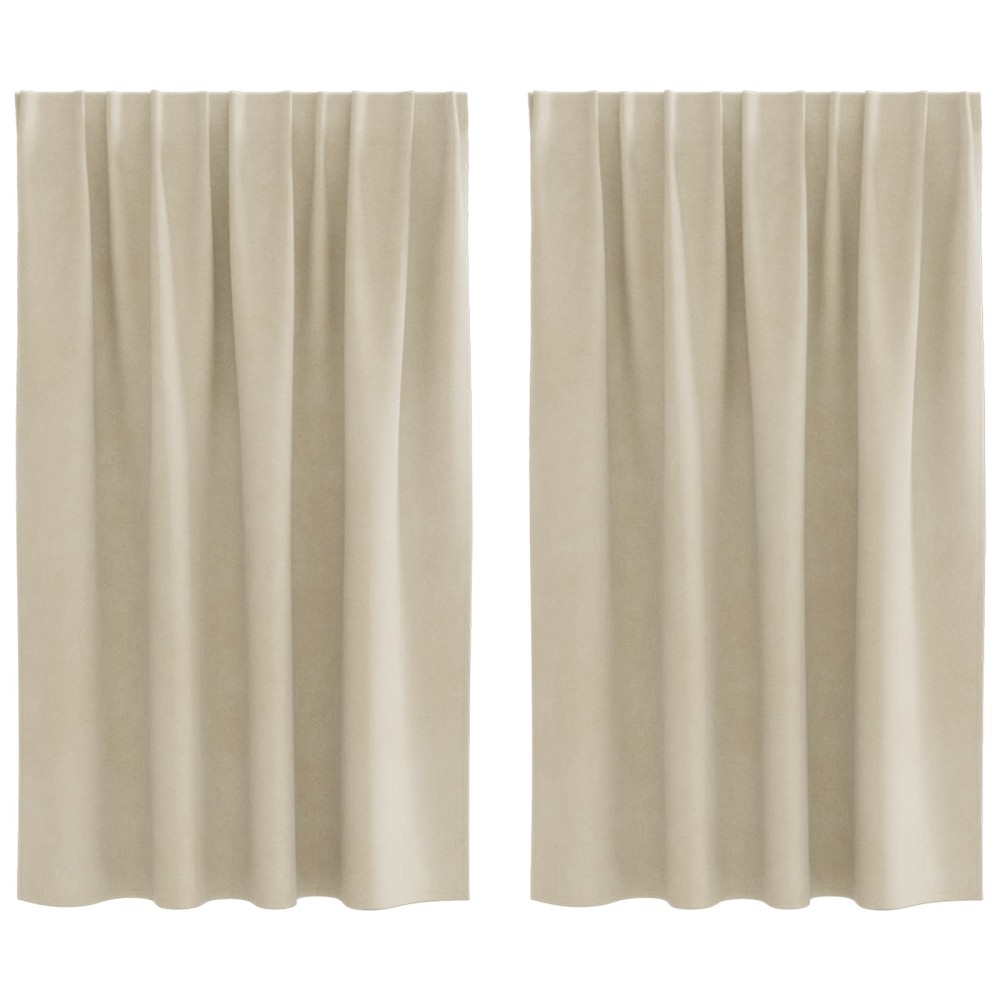 vidaXL Κουρτίνες συσκότισης 2 τμχ. Κρεμ 140 x 140 cm Βελούδο