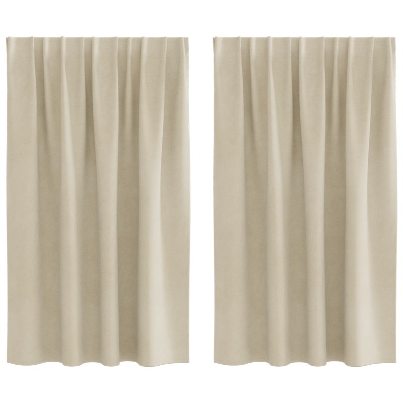 vidaXL Κουρτίνες συσκότισης 2 τμχ. Κρεμ 140 x 140 cm Βελούδο