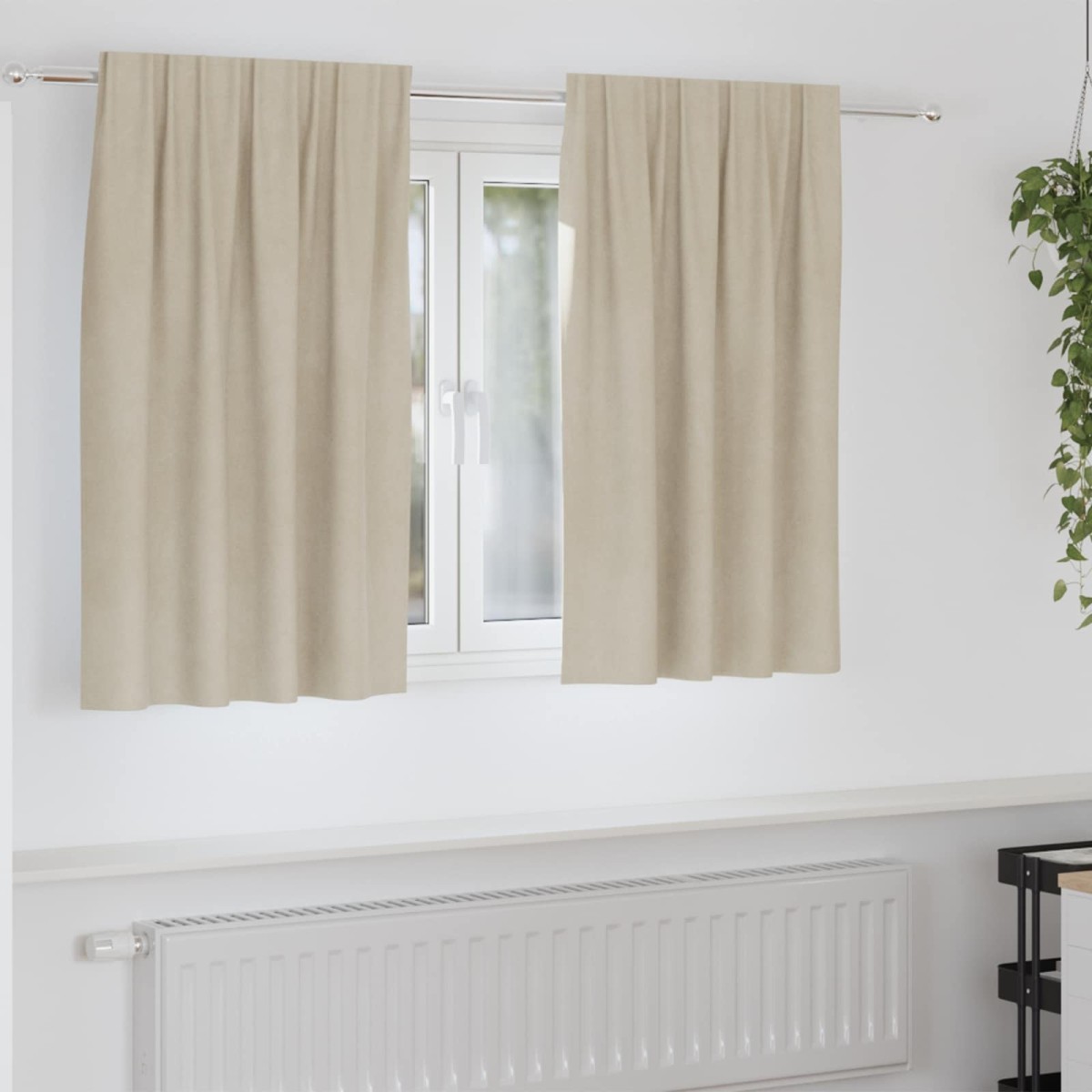 vidaXL Κουρτίνες συσκότισης 2 τμχ. Κρεμ 140 x 140 cm Βελούδο