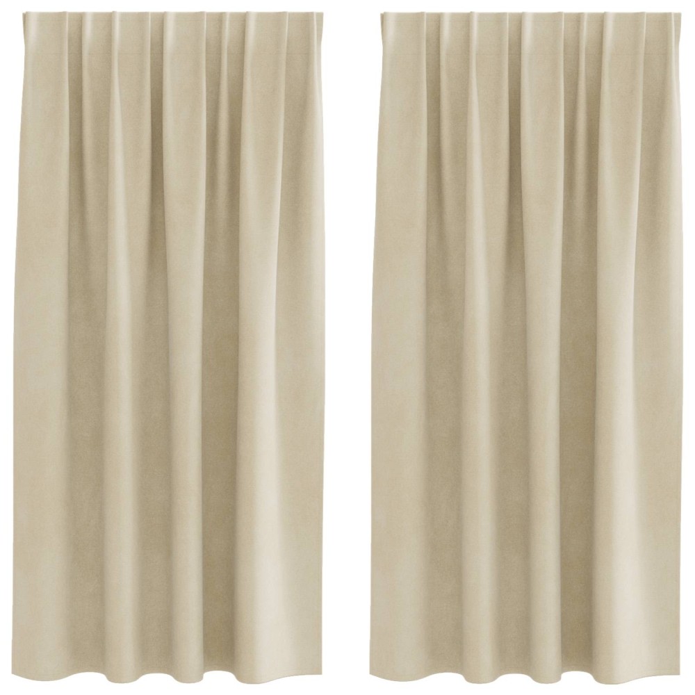 vidaXL Κουρτίνες συσκότισης 2 τμχ. Κρεμ 140 x 175 cm Βελούδο