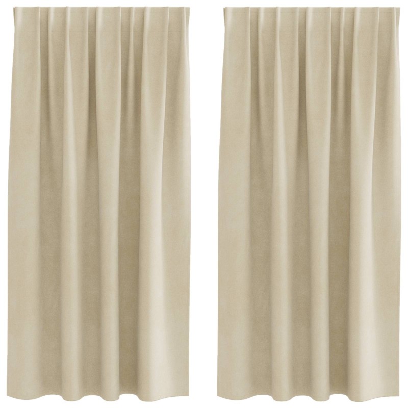 vidaXL Κουρτίνες συσκότισης 2 τμχ. Κρεμ 140 x 175 cm Βελούδο