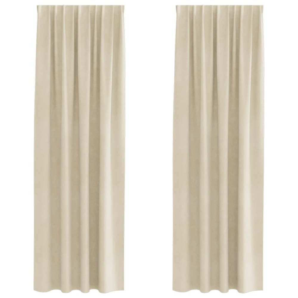 vidaXL Κουρτίνες συσκότισης 2 τμχ. Κρεμ 140 x 225 cm Βελούδο