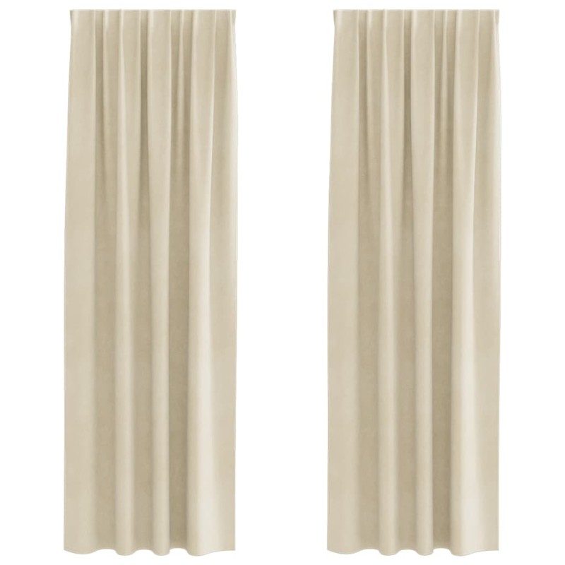 vidaXL Κουρτίνες συσκότισης 2 τμχ. Κρεμ 140 x 225 cm Βελούδο