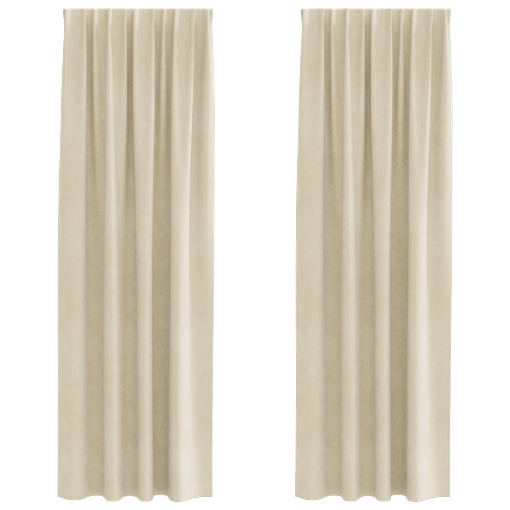 vidaXL Κουρτίνες συσκότισης 2 τμχ. Κρεμ 140 x 260 cm Βελούδο
