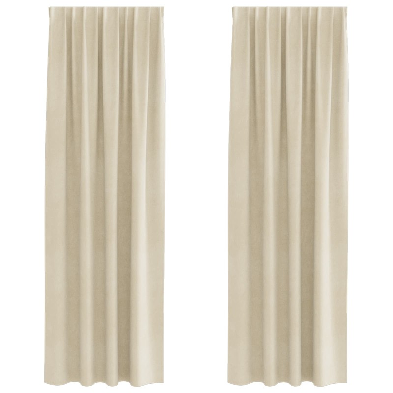 vidaXL Κουρτίνες συσκότισης 2 τμχ. Κρεμ 140 x 260 cm Βελούδο