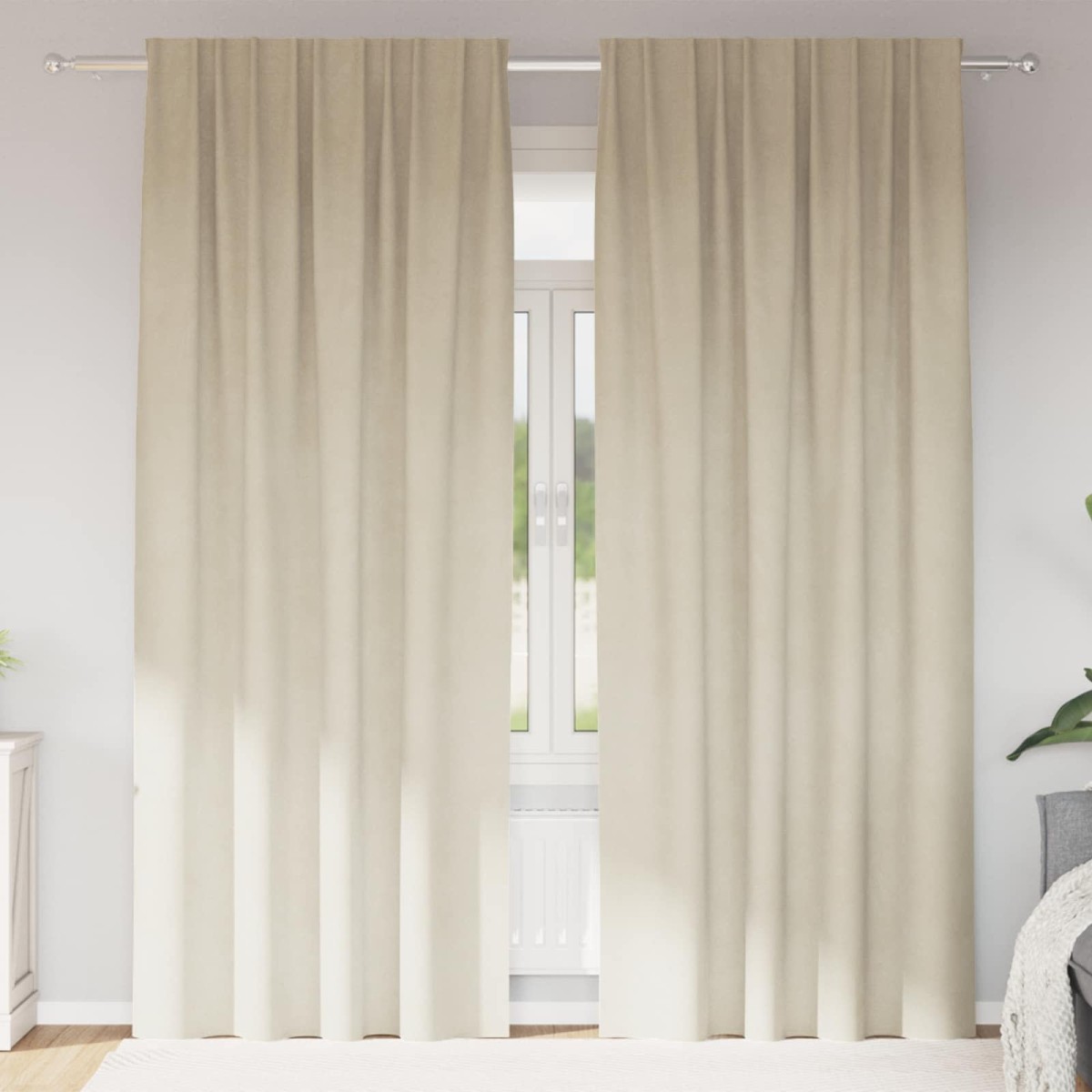 vidaXL Κουρτίνες συσκότισης 2 τμχ. Κρεμ 140 x 260 cm Βελούδο
