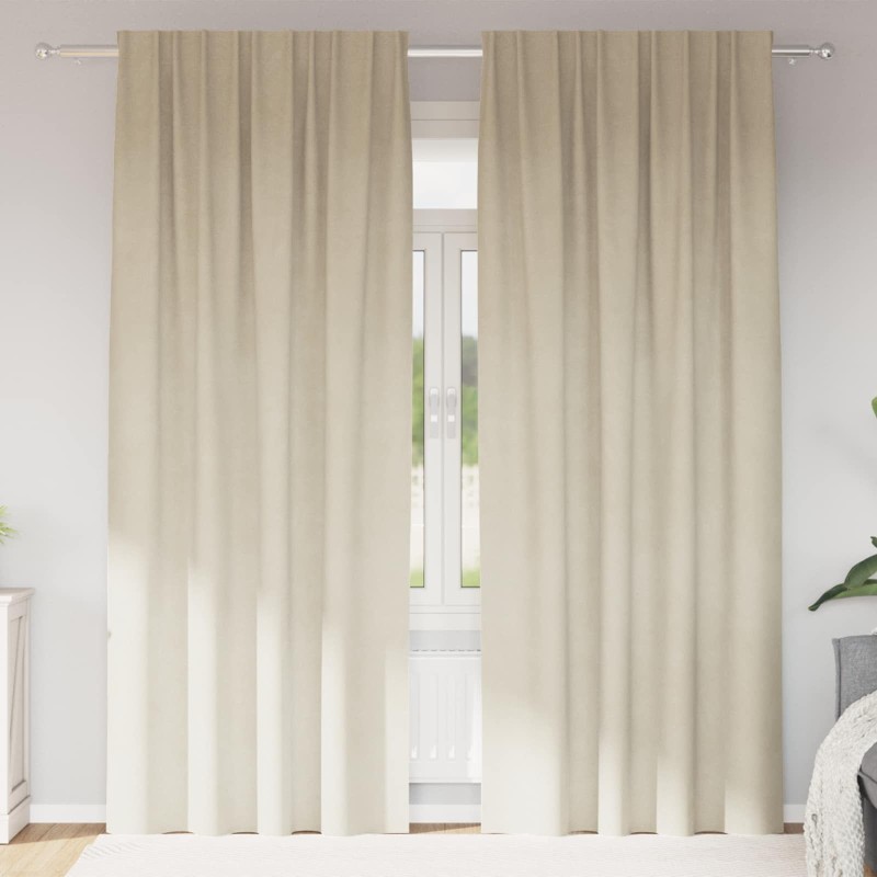 vidaXL Κουρτίνες συσκότισης 2 τμχ. Κρεμ 140 x 260 cm Βελούδο